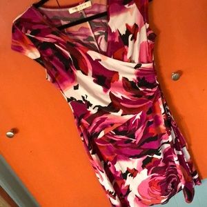 Colorful faux wrap dress